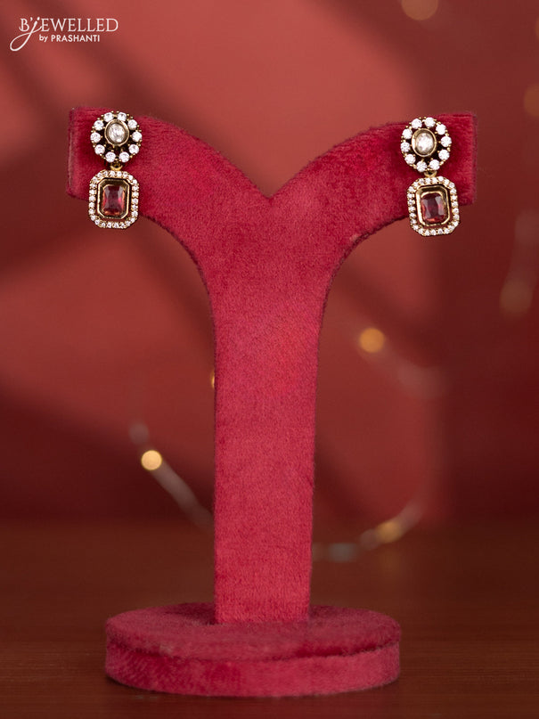 Necklace with ruby and kundan & cz stones in victorian finish