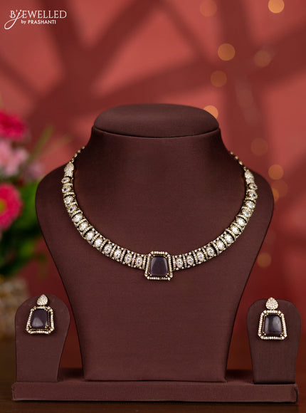 Necklace with purple and cz stones in victorian finish