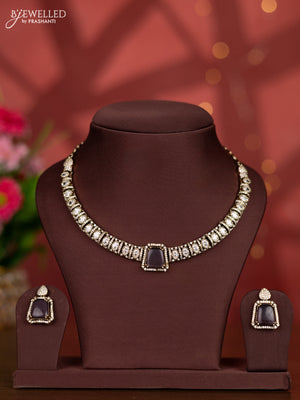 Necklace with purple and cz stones in victorian finish