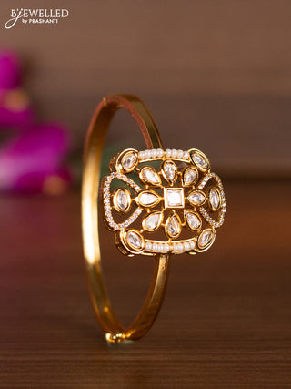 Bracelets with kundan & cz stones and pearls in gold finish