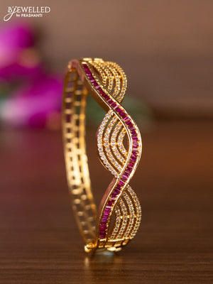 Bracelets with ruby & cz stones in gold finish