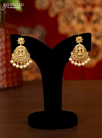 Antique ring type choker lakshmi design with kemp & cz stones and pearl hangings