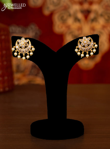 Antique ring type choker chandbali design with cz stones and pearl hangings