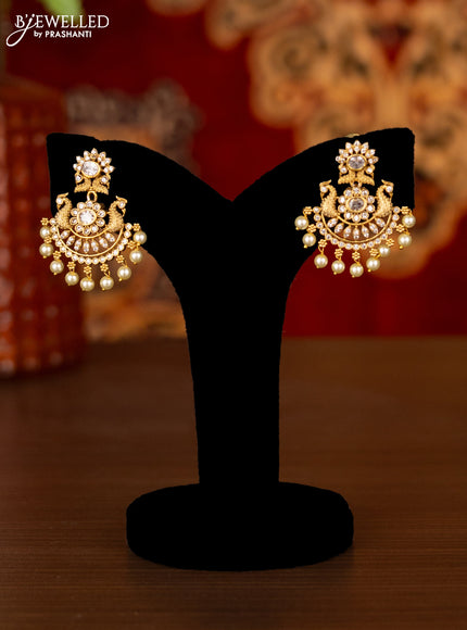 Antique ring type choker peacock design with cz stones and pearl hangings