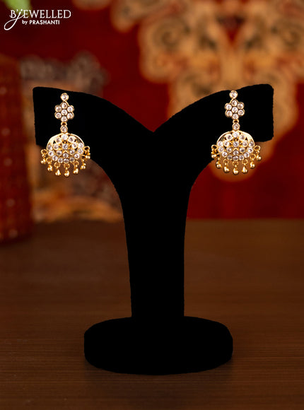Antique ring type choker with cz stones and golden beads hangings