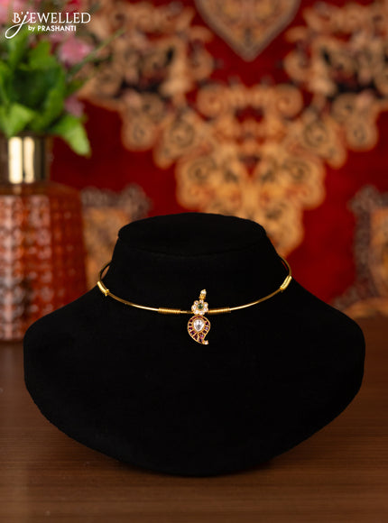 Antique ring type choker manga pattern with kemp and kundan & cz stones