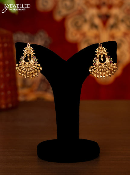 Antique ring type choker lakshmi design with kemp stones and golden beads hangings