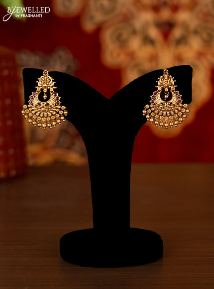 Antique ring type choker lakshmi design with ruby stones and golden beads hangings