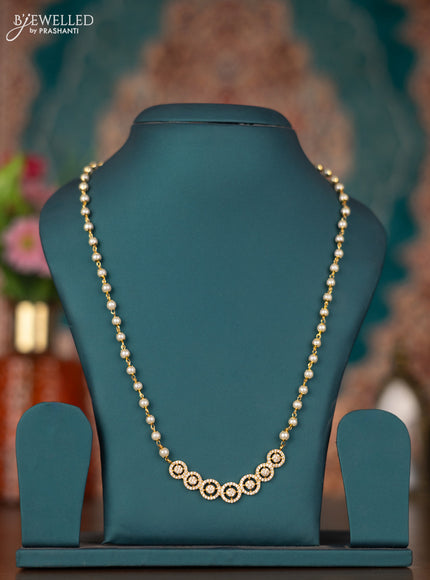Pearl necklace with cz stones pendant
