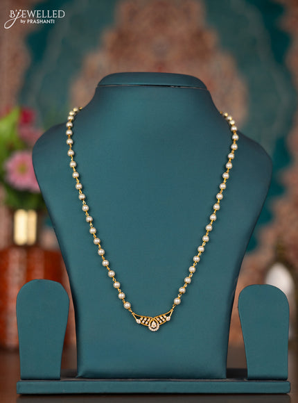 Pearl necklace with cz stones pendant