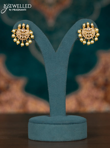 Pearl double layer haram with cz stones and pearl hangings