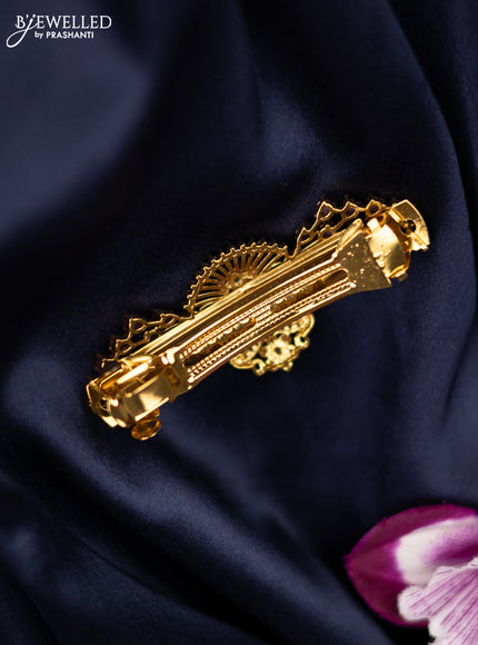 Antique medium size hair clip with double peacock design and kemp & cz stones