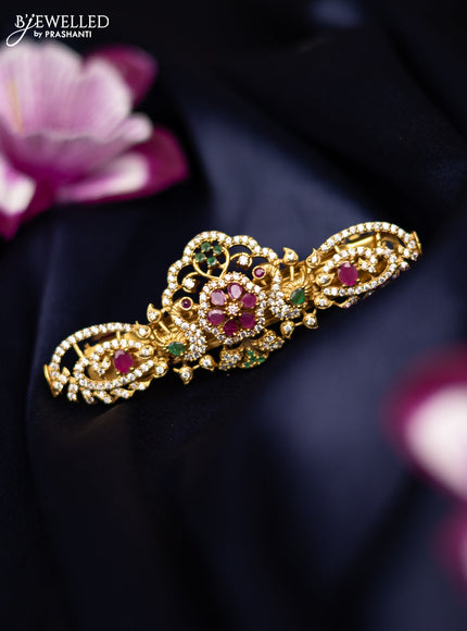 Antique medium size hair clip with kemp and cz stones