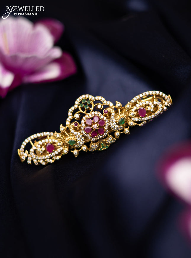 Antique medium size hair clip with kemp and cz stones