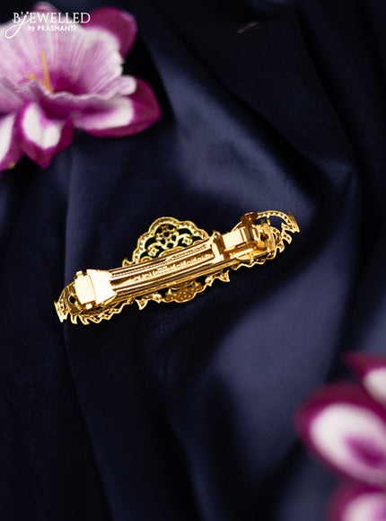 Antique medium size hair clip with kemp and cz stones