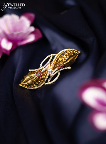 Antique medium size hair clip with kemp and cz stones