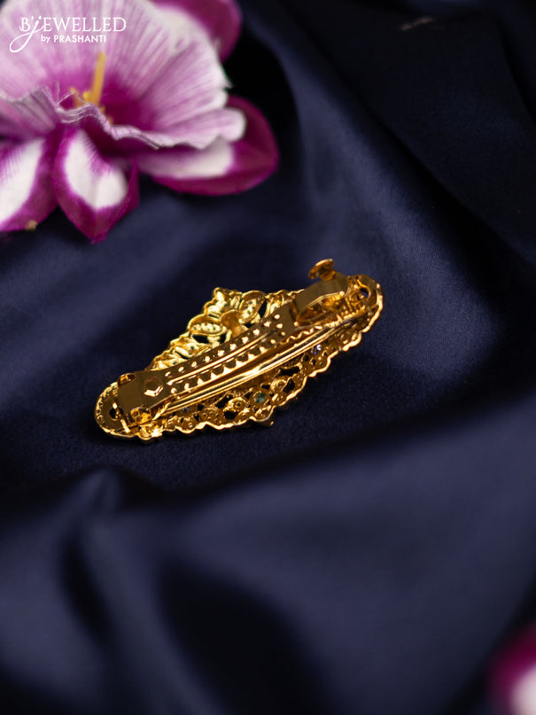 Antique medium size hair clip lakshmi design with kemp and cz stones
