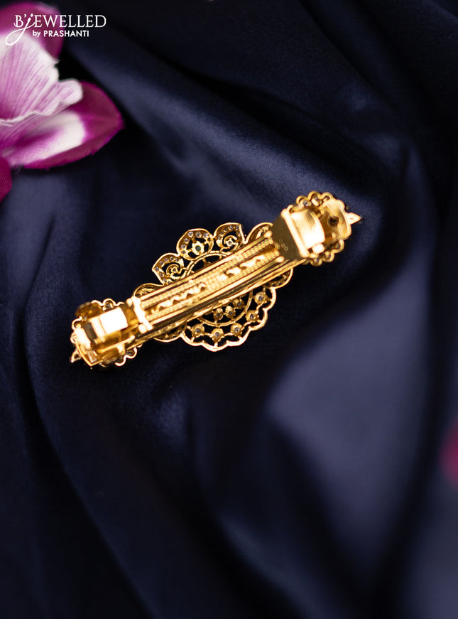 Antique medium size hair clip manga pattern with kemp and cz stones
