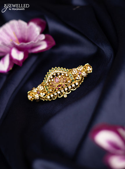 Antique medium size hair clip with kemp and cz stones