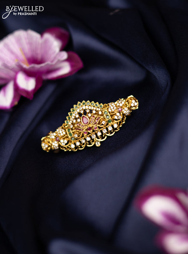 Antique medium size hair clip with kemp and cz stones
