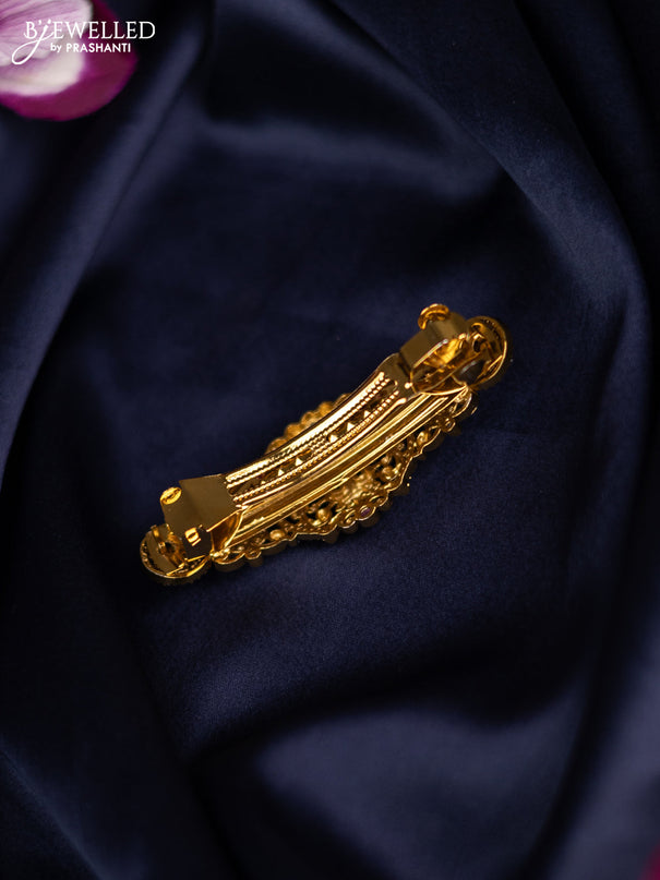 Antique medium size hair clip lakshmi design with kemp and cz stones