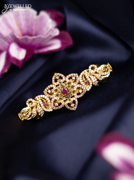 Antique medium size hair clip with kemp and cz stones