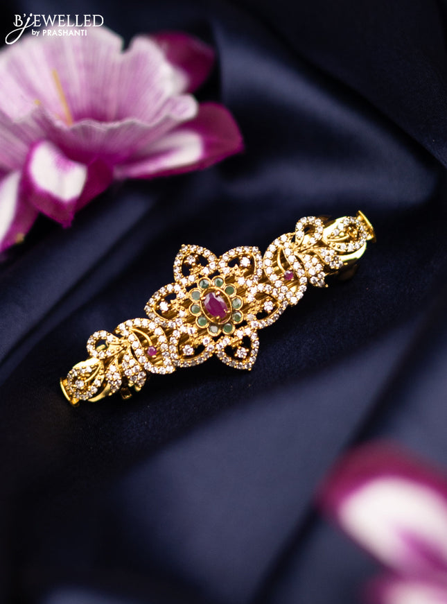 Antique medium size hair clip with kemp and cz stones