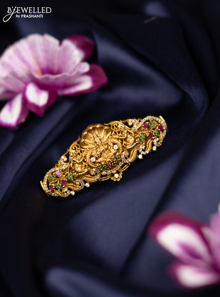 Antique medium size hair clip lakshmi design with kemp and cz stones