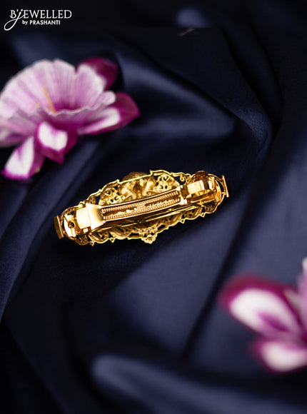 Antique medium size hair clip lakshmi design with kemp and cz stones