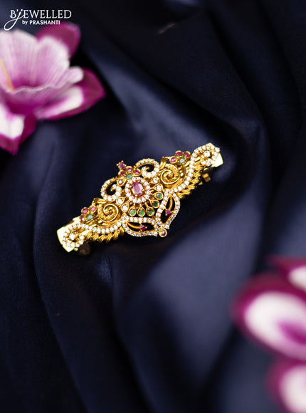 Antique medium size hair clip with kemp and cz stones