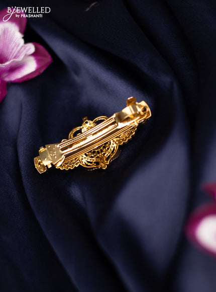 Antique medium size hair clip with kemp and cz stones