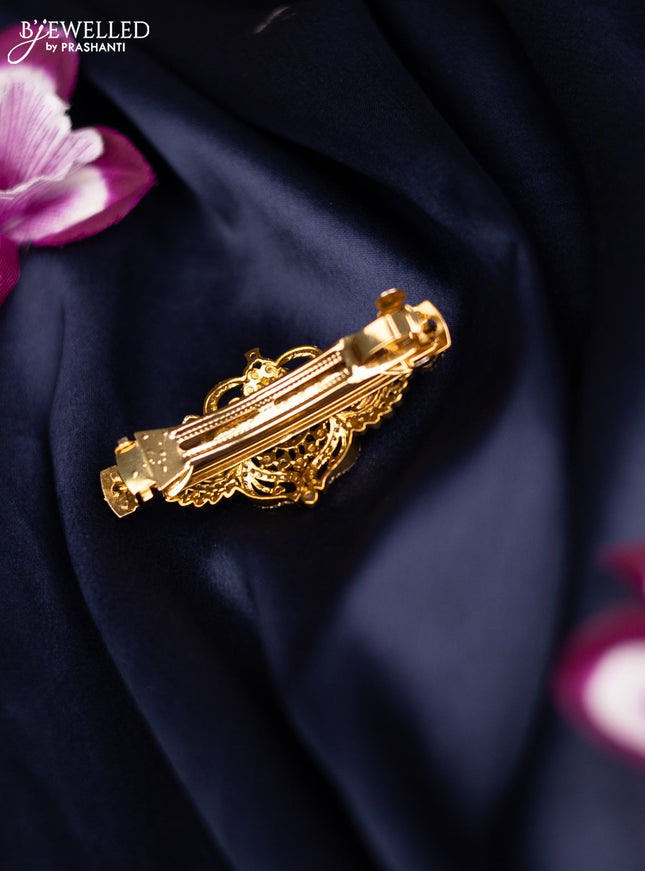 Antique medium size hair clip with kemp and cz stones