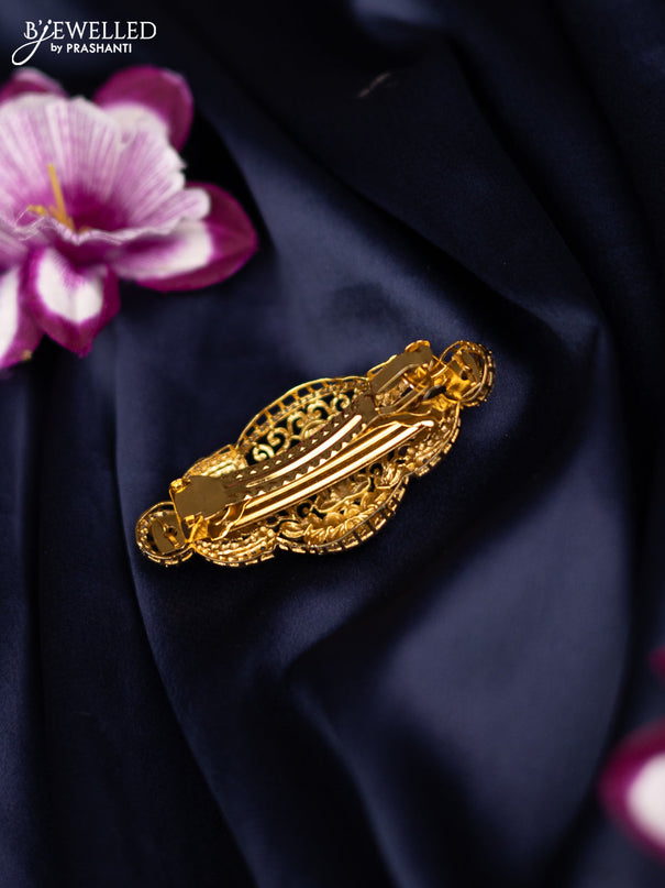 Antique medium size hair clip lakshmi design with kemp and cz stones