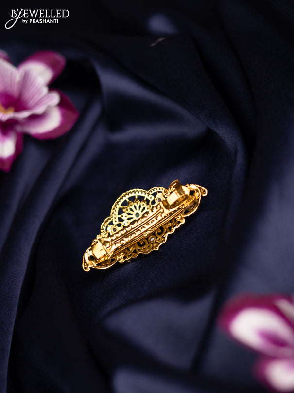 Antique medium size hair clip peacock design with kemp and cz stones