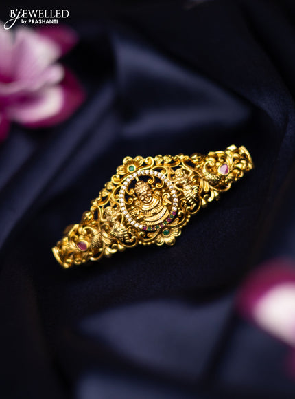 Antique medium size hair clip tirupati balaji design with kemp and cz stones