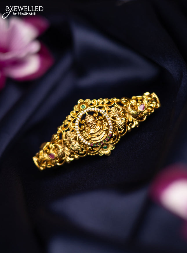 Antique medium size hair clip tirupati balaji design with kemp and cz stones