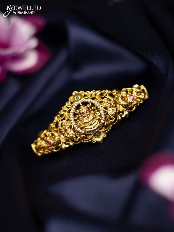 Antique medium size hair clip tirupati balaji design with kemp and cz stones