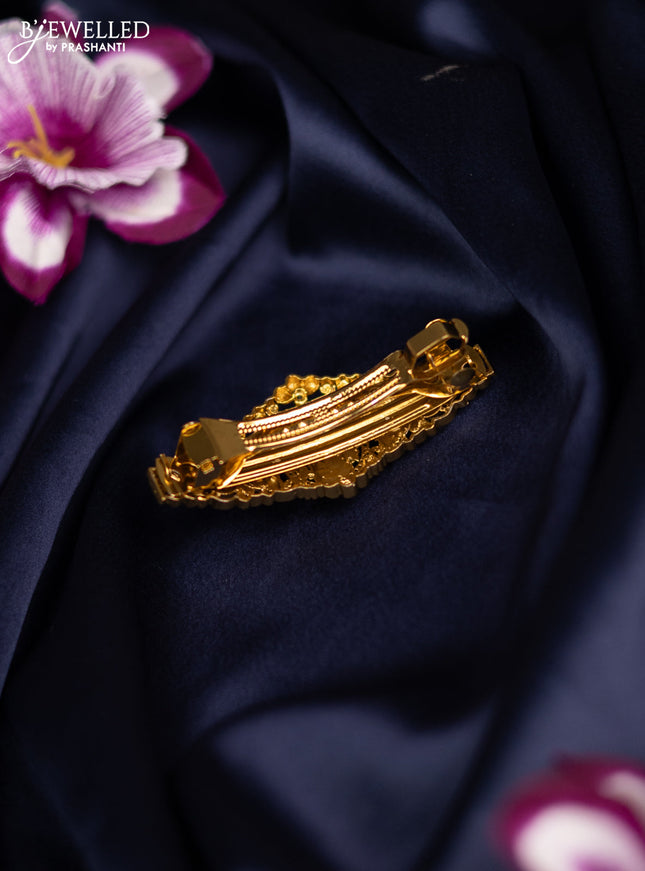 Antique medium size hair clip tirupati balaji design with kemp and cz stones