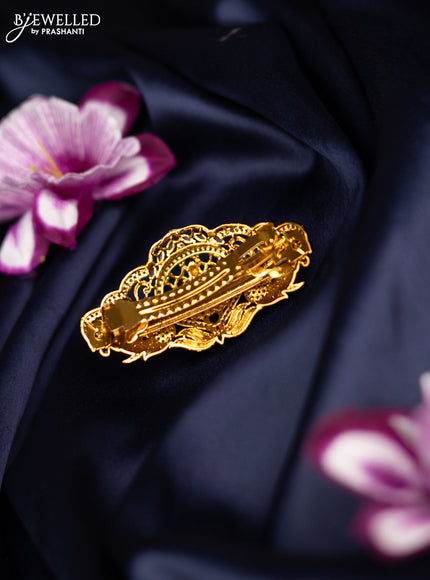 Antique big size hair clip lakshmi design with kemp and cz stones