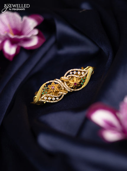 Antique medium size hair clip with kemp and cz stones