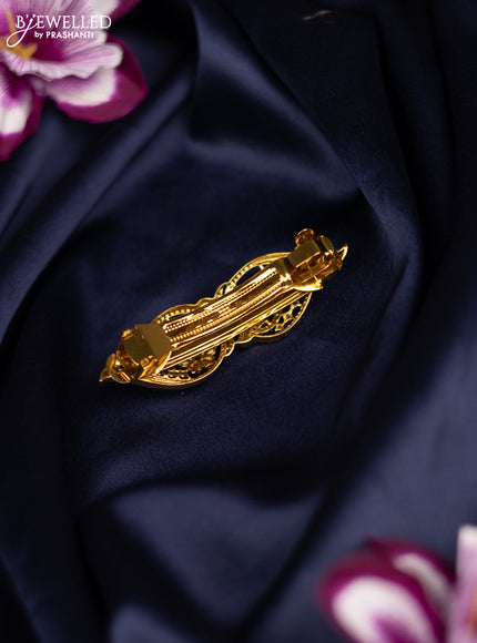 Antique medium size hair clip with kemp and cz stones