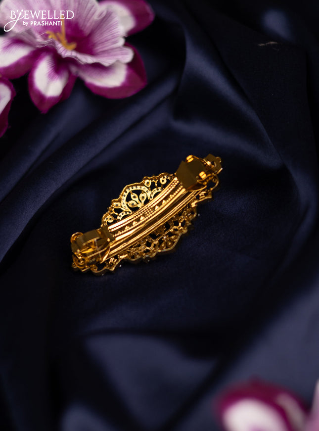 Antique big size hair clip lakshmi design with kemp and cz stones
