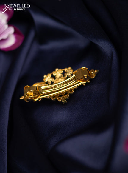 Antique big size hair clip lakshmi design with kemp and cz stones