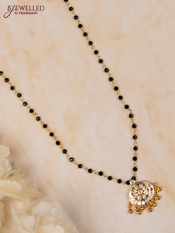 Mangalsutra with cz stones and golden beads hangings without earrings