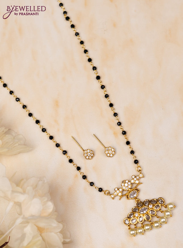 Mangalsutra with cz stones and pearl hangings without earrings