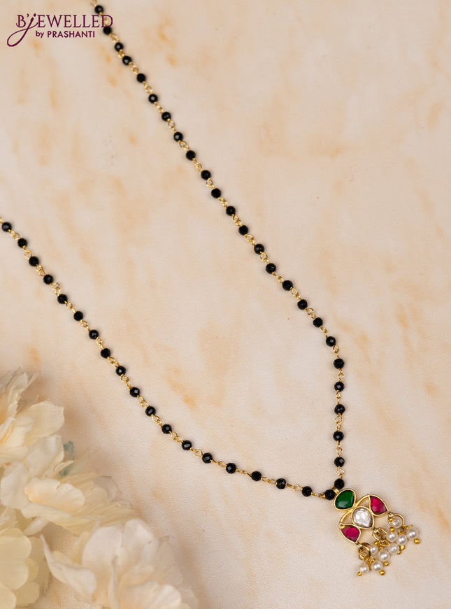 Mangalsutra with kemp jadau kundan stones and pearl hangings without earrings