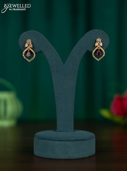 Antique earrings with ruby and cz stones