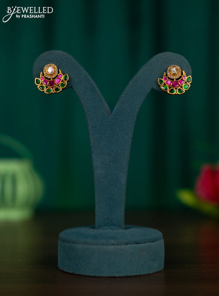 Antique earrings with kemp jadau and cz stones
