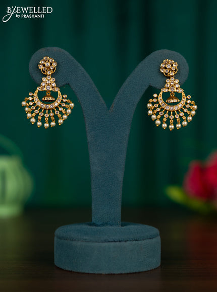 Antique earrings with cz stones and pearl hangings