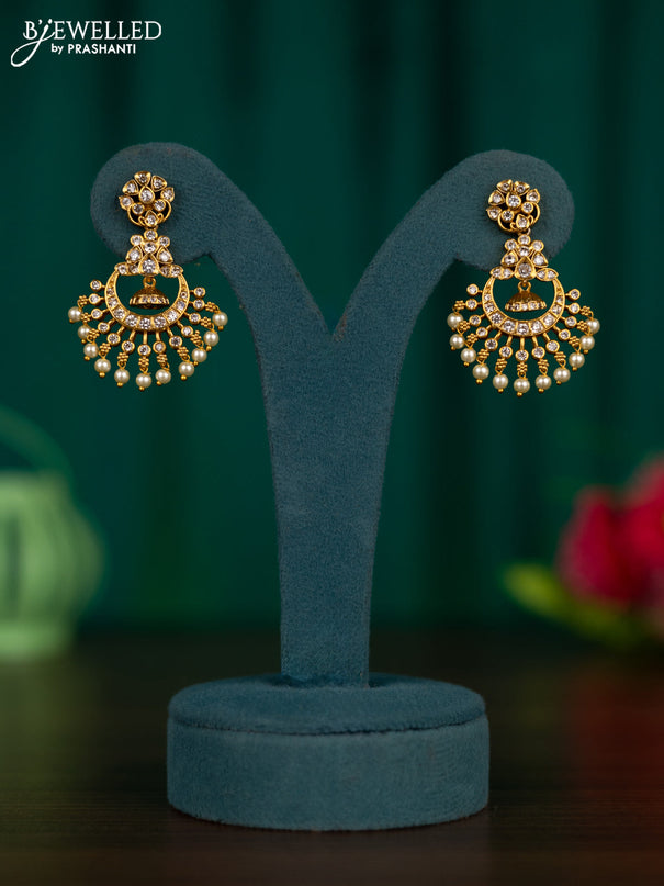 Antique earrings with cz stones and pearl hangings